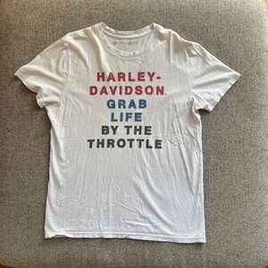 Harley Davidson Mens Slim Fit Graphic T-Shirt White Grab Life By The Trottle L